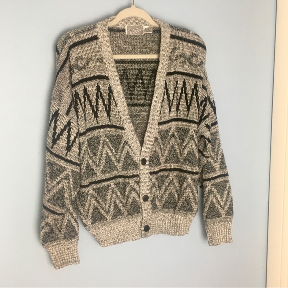 Vintage Grandpa Sweater Cardigan Black 